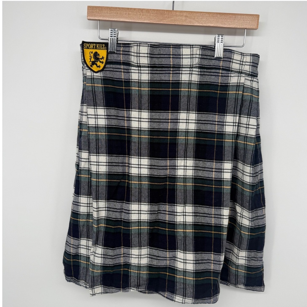 Sport Kilt Mens Douglas Tartan Plaid Kilt Blue Green White Yellow Size 31 USA